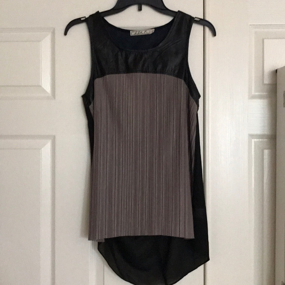Chloe K leather sheer top